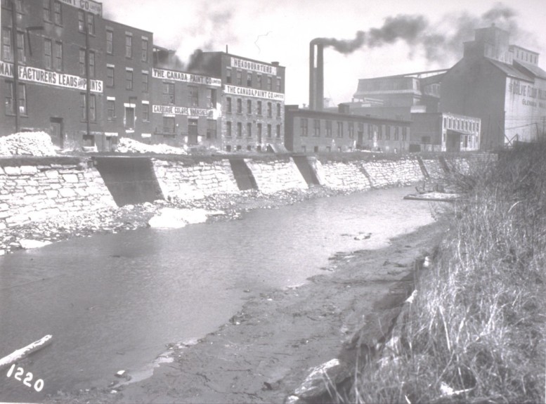 Photograph of factories alongside the Lachine Canal in what is today Little Burgundy. Photograph courtesy of Parks Canada 2023 10 19StevenHigh DeindustrializationMtlSudOuest